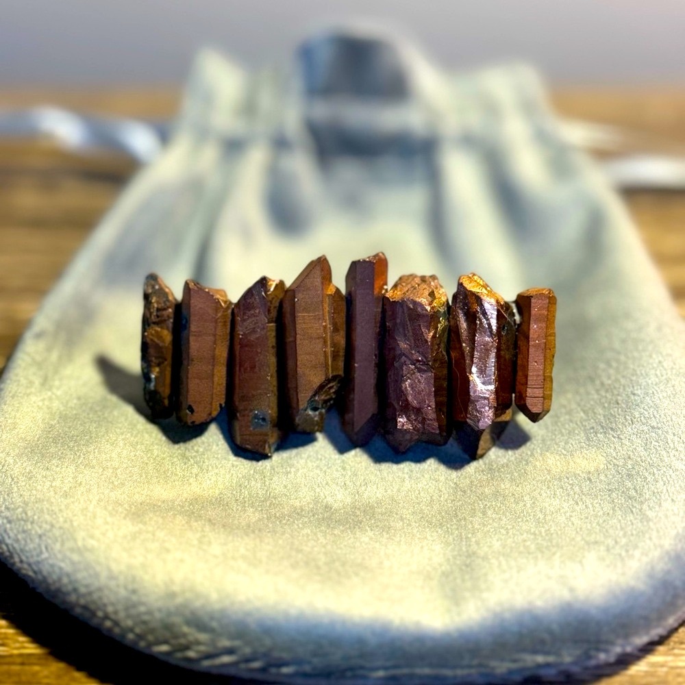 NEW Bronze Real Quartz Crystals Barrette Clip